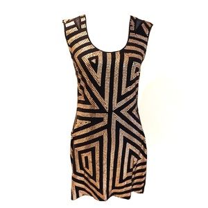NWOT Express Black & Gold Sequin Dress